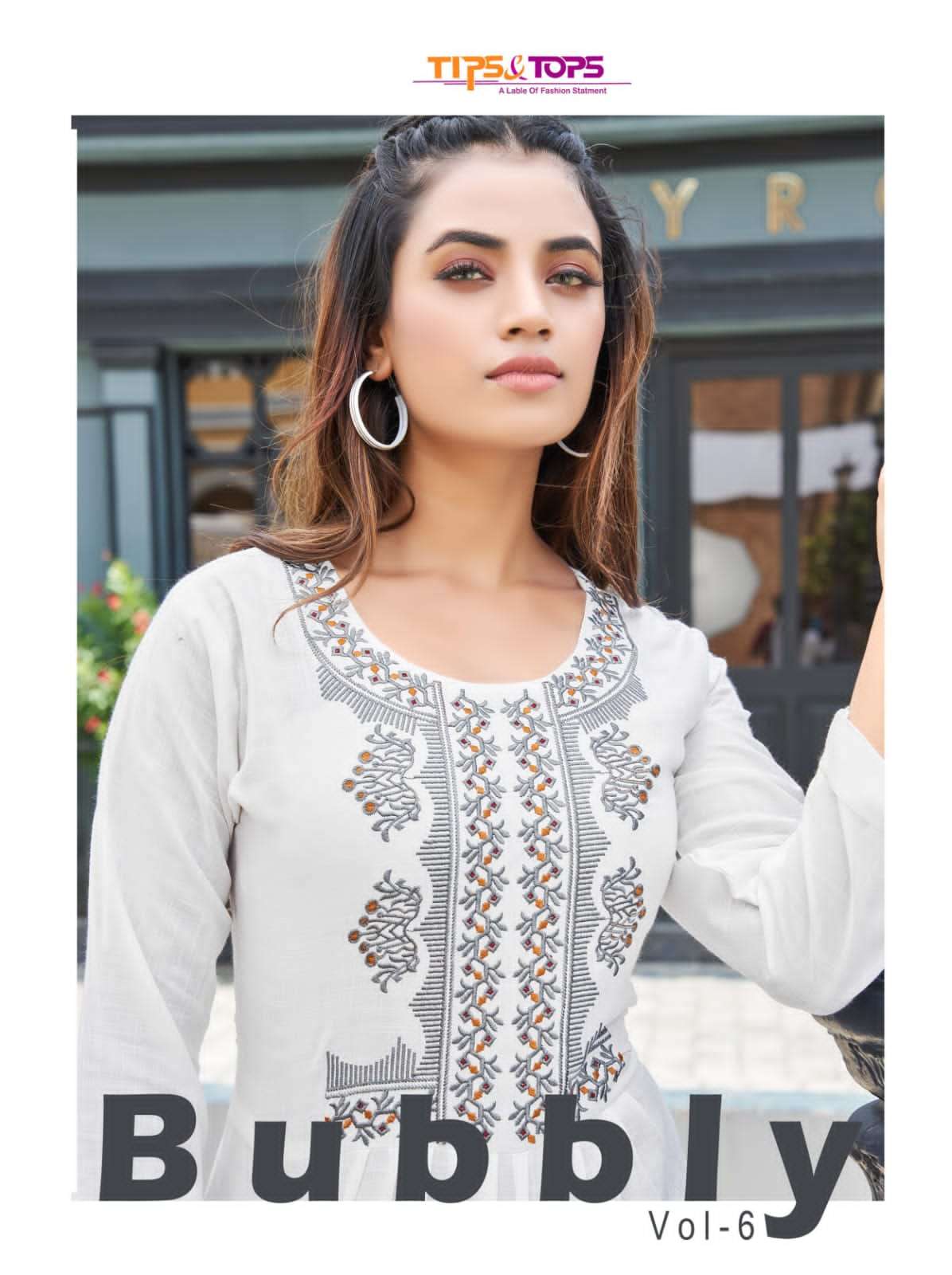 Tips & Tops-Bubbly Vol 06-Rayon-Slub-Embroidery-Work-Western-Short-Top-Poster